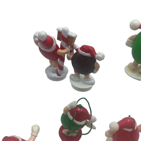 Vintage M&M Christmas Ornaments Toppers Lot Of 12 Mixed Red Green Yellow Brown - Picture 9 of 10